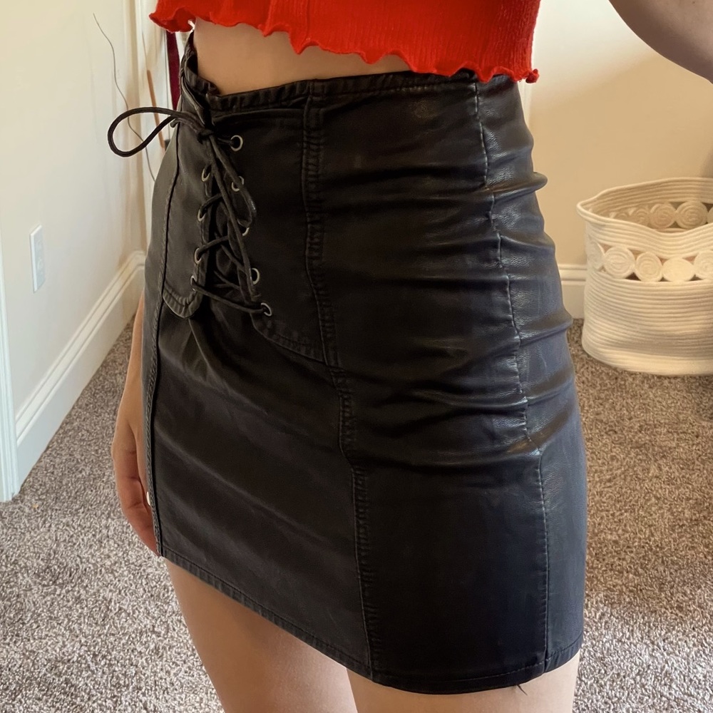 Leather Corset Mini Skirt